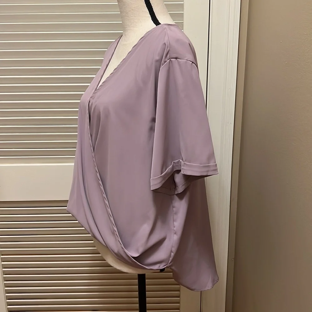 129. Lilac Top - Oversized, Wrap Front, Twist Front